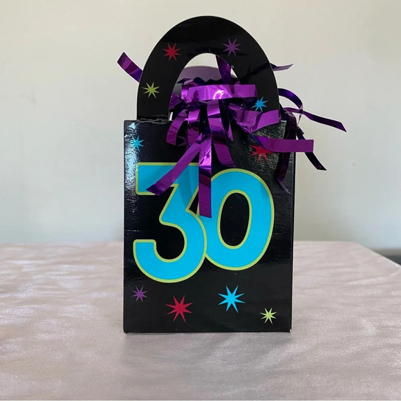 Happy 30th Birthday Set Pink Crystal Tiara and Black BDay Bag Balloon Weight - Picture 6 of 7